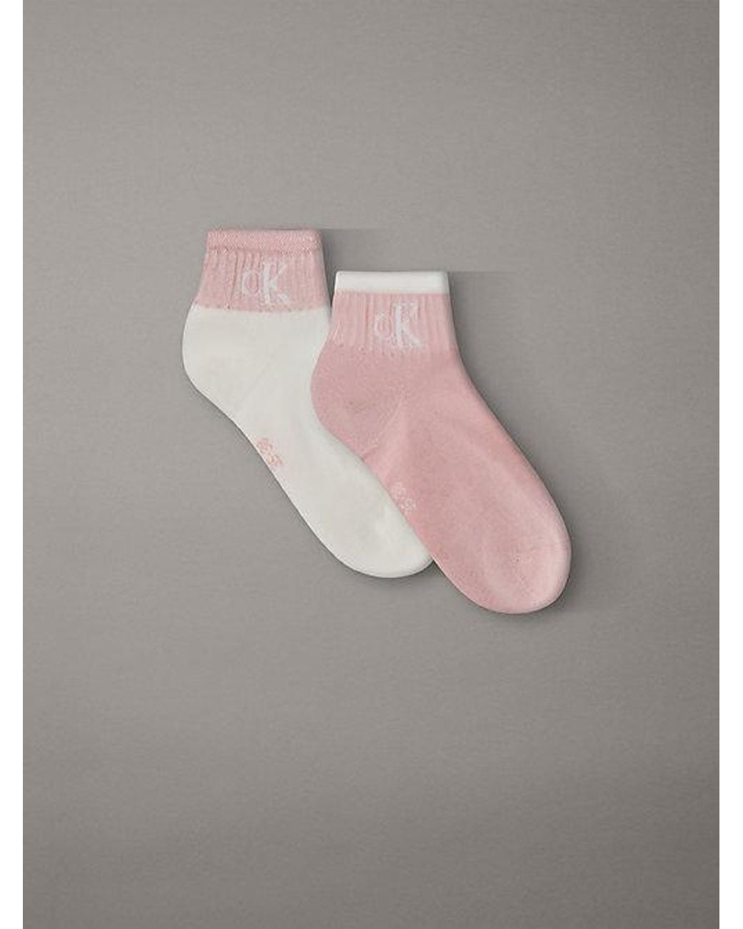 Calvin Klein Gray 2 Pack Glossy Ribbed Ankle Socks