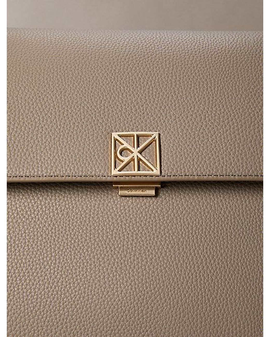 Calvin Klein Natural Pebble Grain Satchel Bag