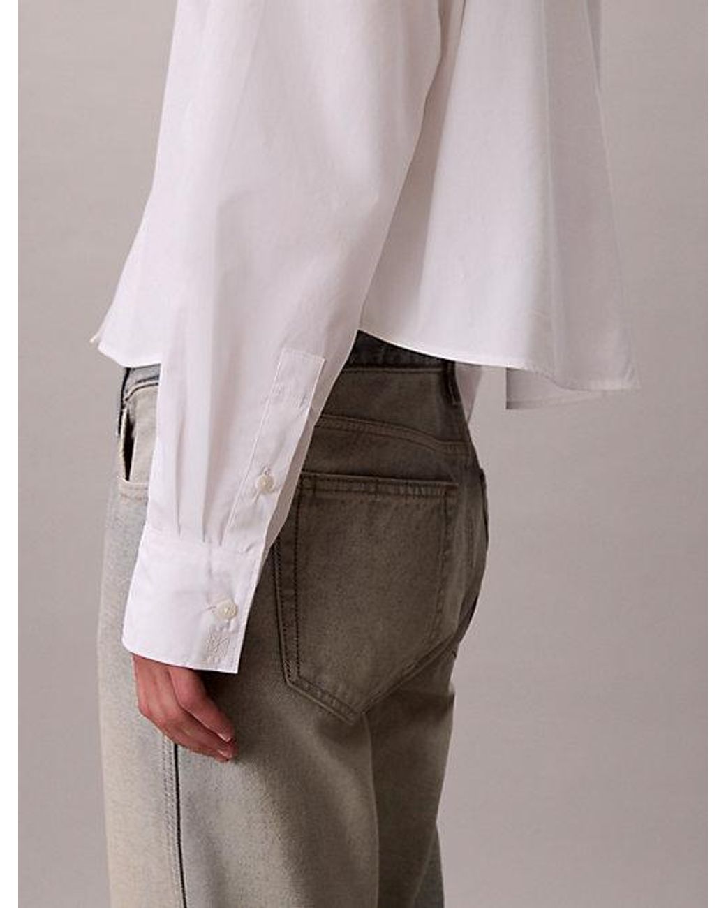 Calvin Klein Purple Poplin Relaxed Cropped Button Up Shirt