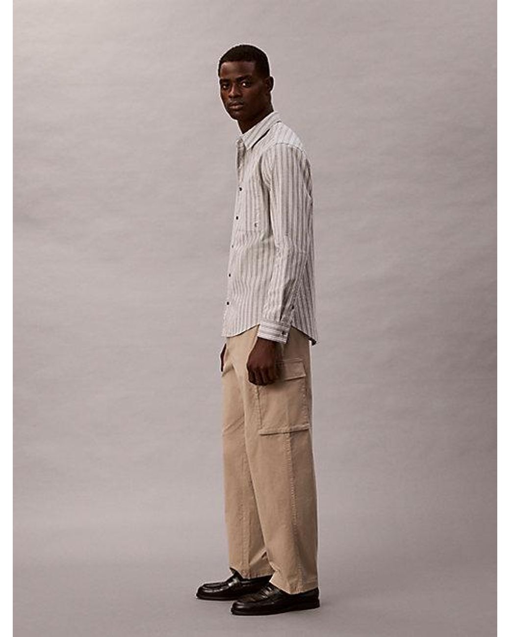 Calvin Klein Natural Jeans Straight Cotton Twill Cargo Trousers for men