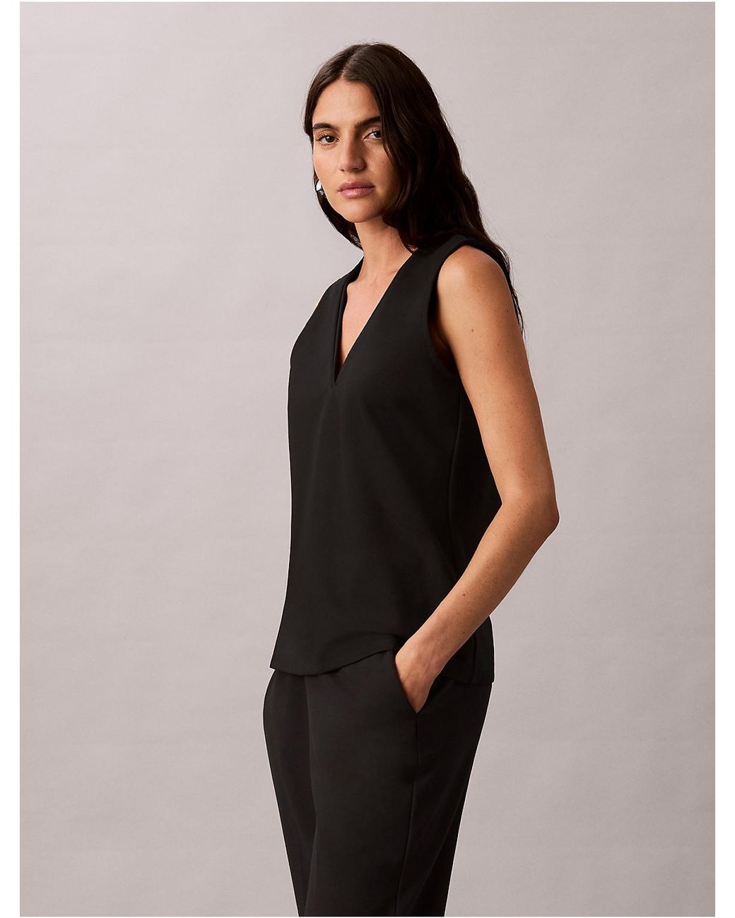Calvin Klein Black High Twist Compression V-Neck Shell