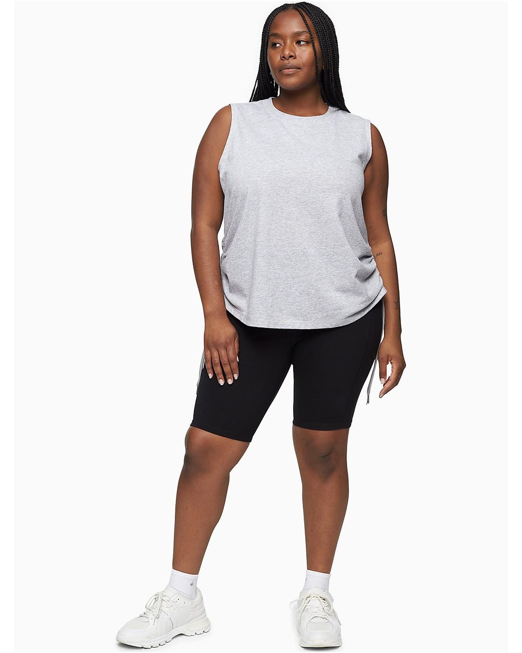Calvin Klein Plus Size Performance Ruched Side Tank Top in Gray | Lyst