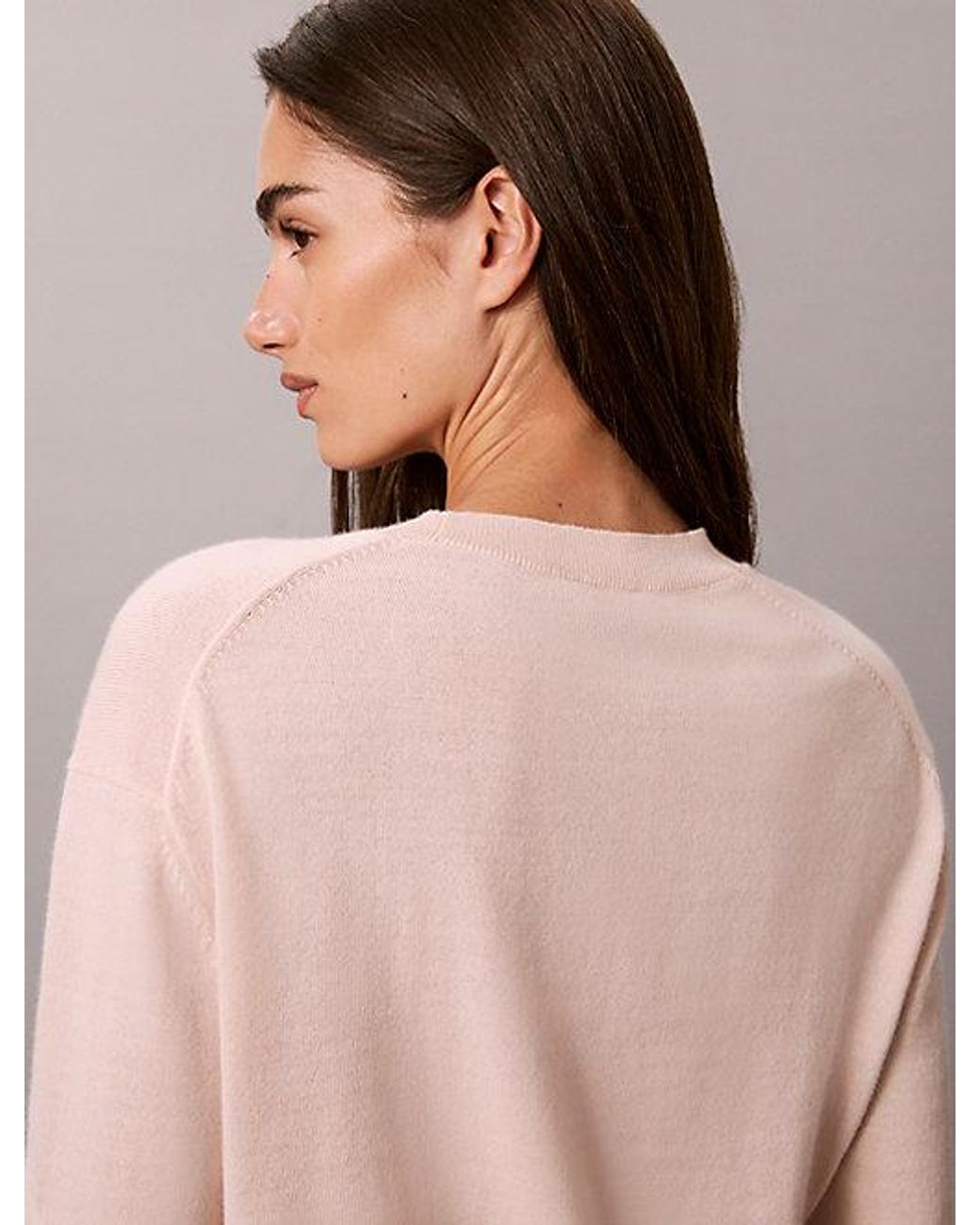 Calvin Klein Pink Merino Wool Blend Crew Neck Jumper