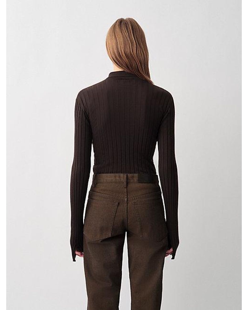 Calvin Klein Amber Geribbelde Polotrui in het Brown