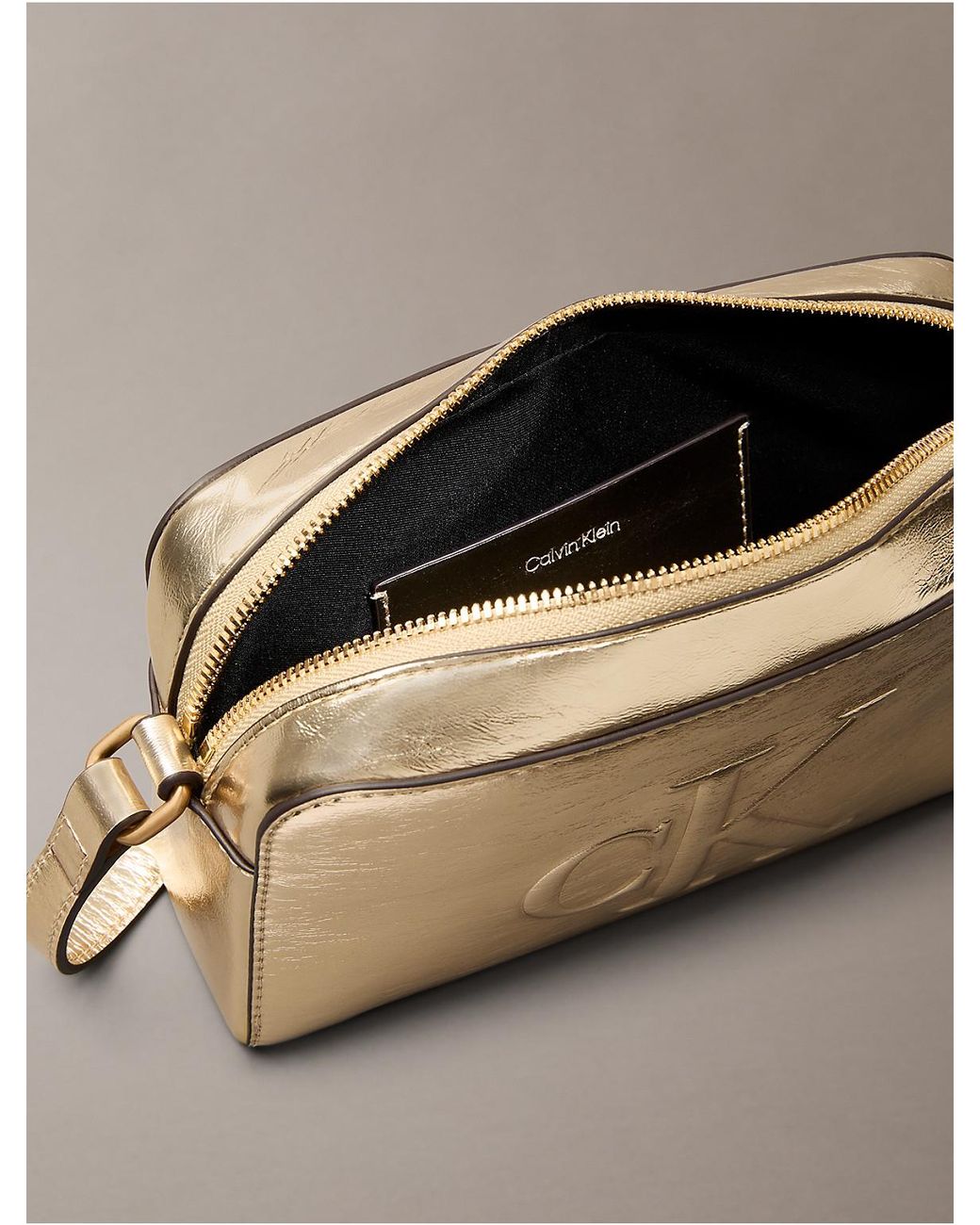 Calvin Klein Natural Metallic Monogram Camera Bag