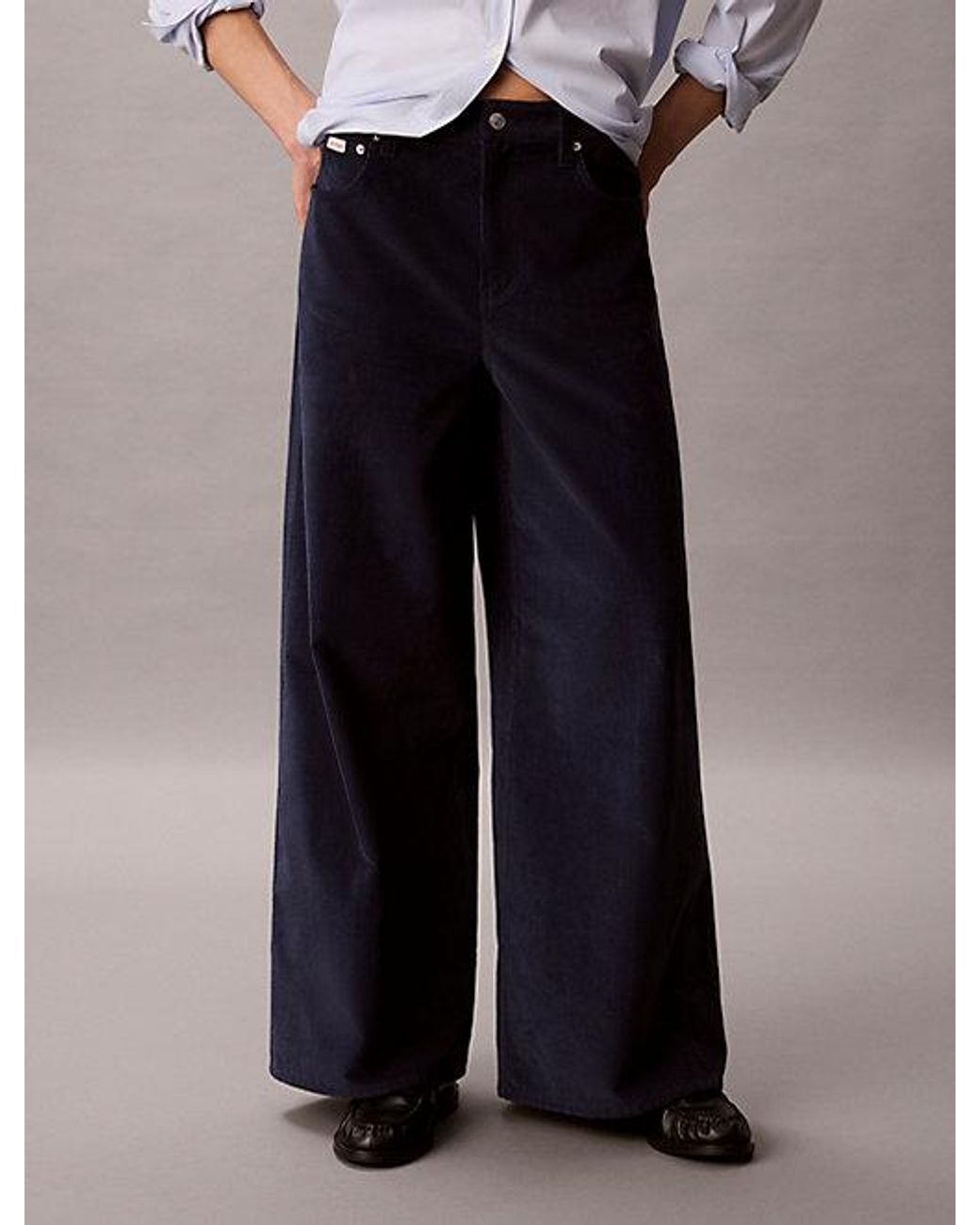 Calvin Klein Blue Corduroy Wide Leg Trousers