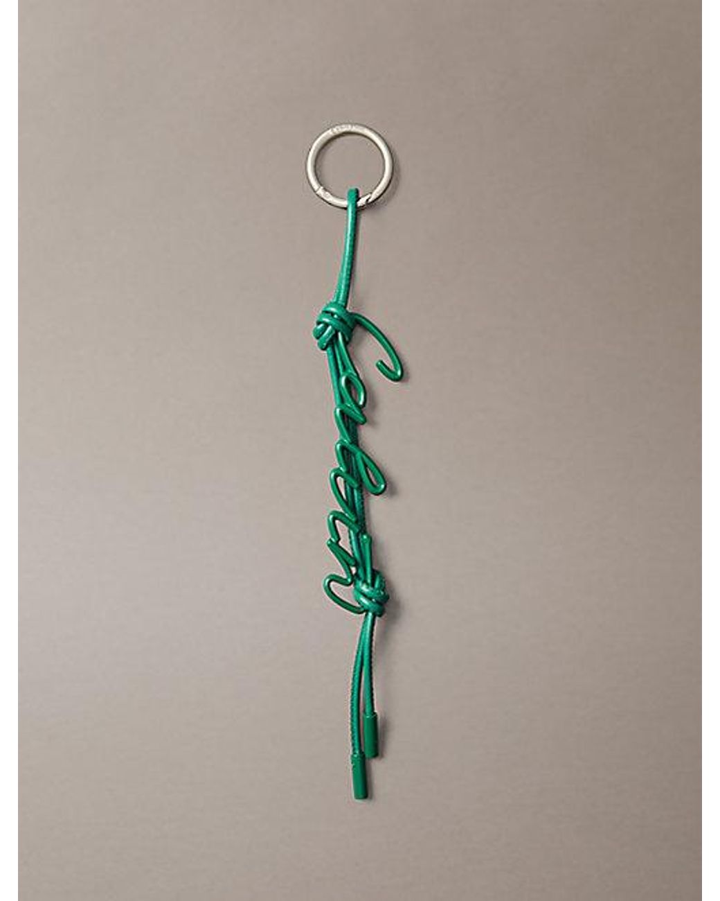 Calvin Klein Green Leather Knotted Tassel Logo Bag Charm