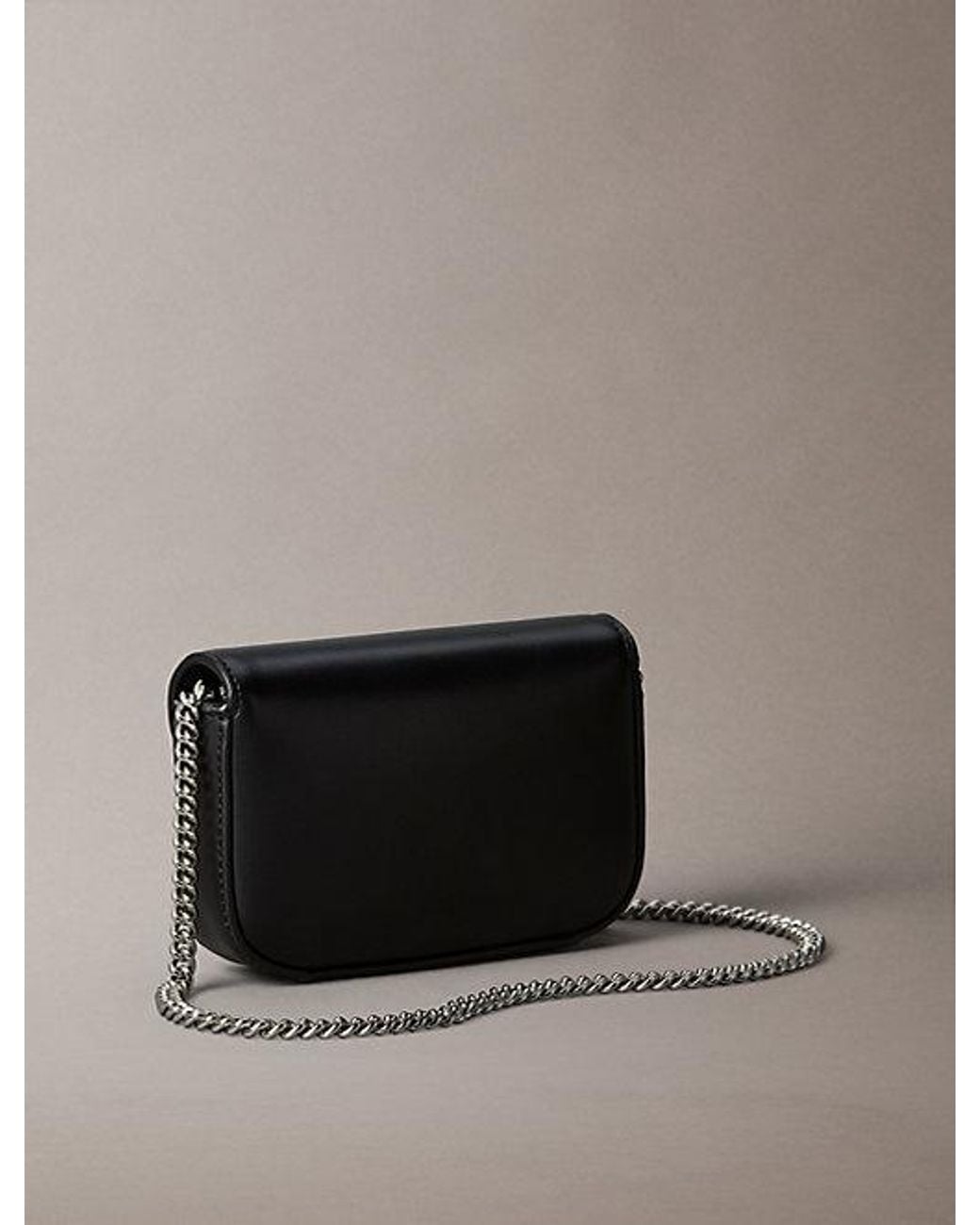Calvin Klein Black Mini Leather Sculptural Wallet Bag