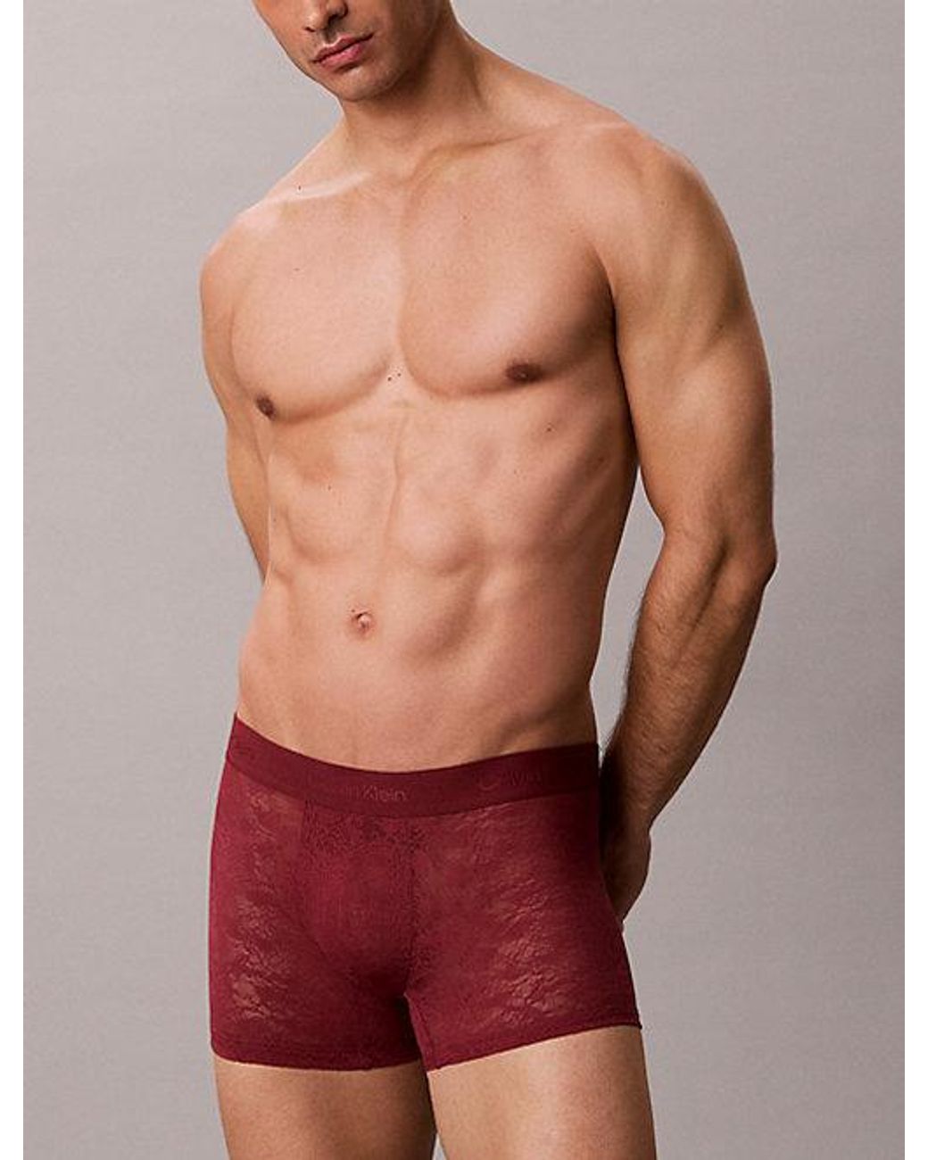 Calvin Klein Red Low Rise Trunks Refined Lace for men