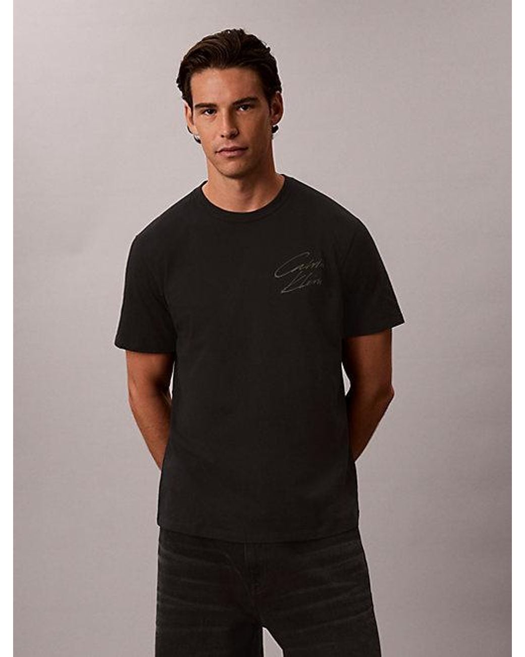 Calvin Klein Black Jeans Script Logo T-Shirt for men