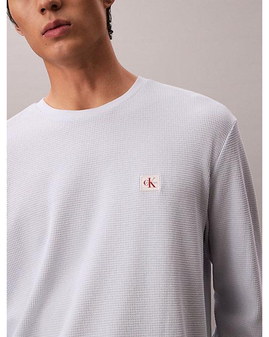 Calvin Klein Gray Jeans Long Sleeve Waffle T-Shirt for men