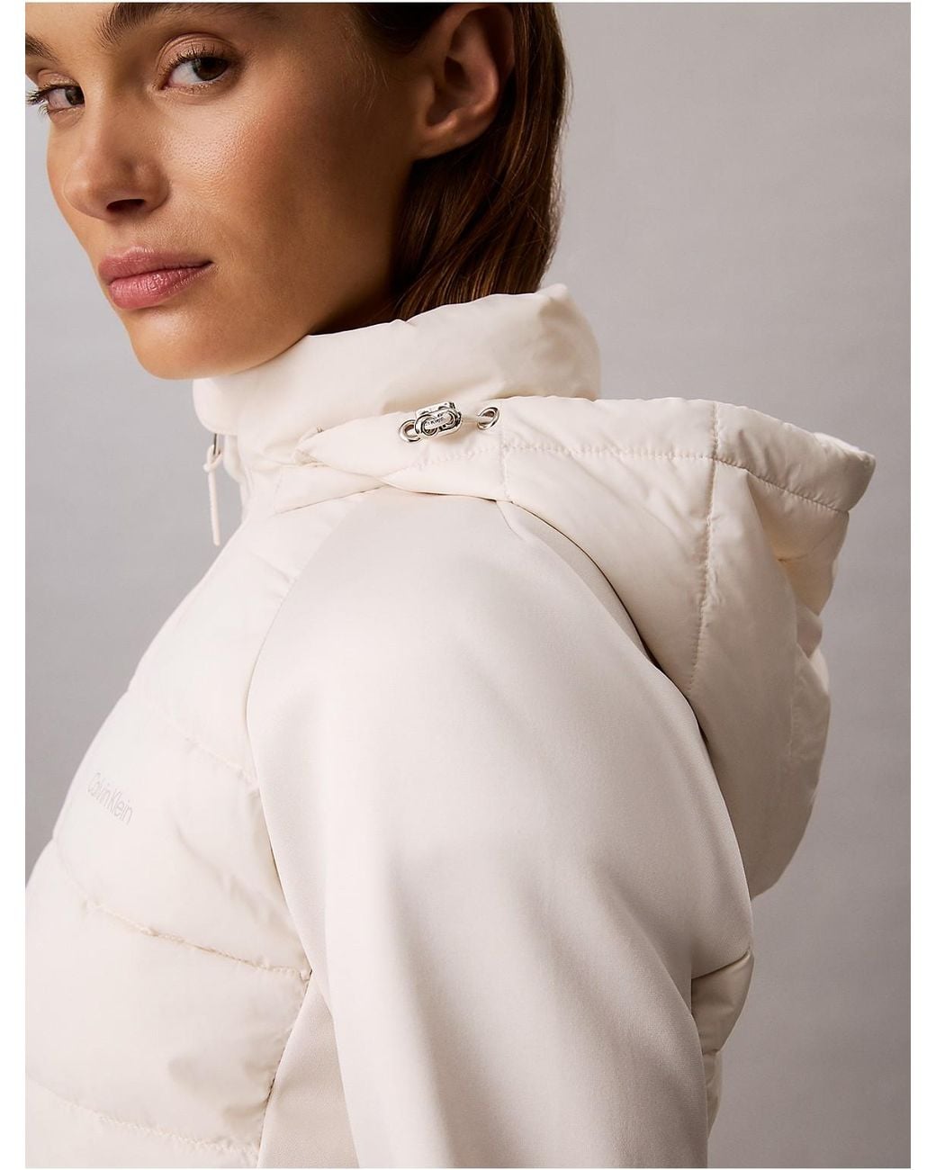 Calvin Klein Natural Mixed Media Puffer Jacket