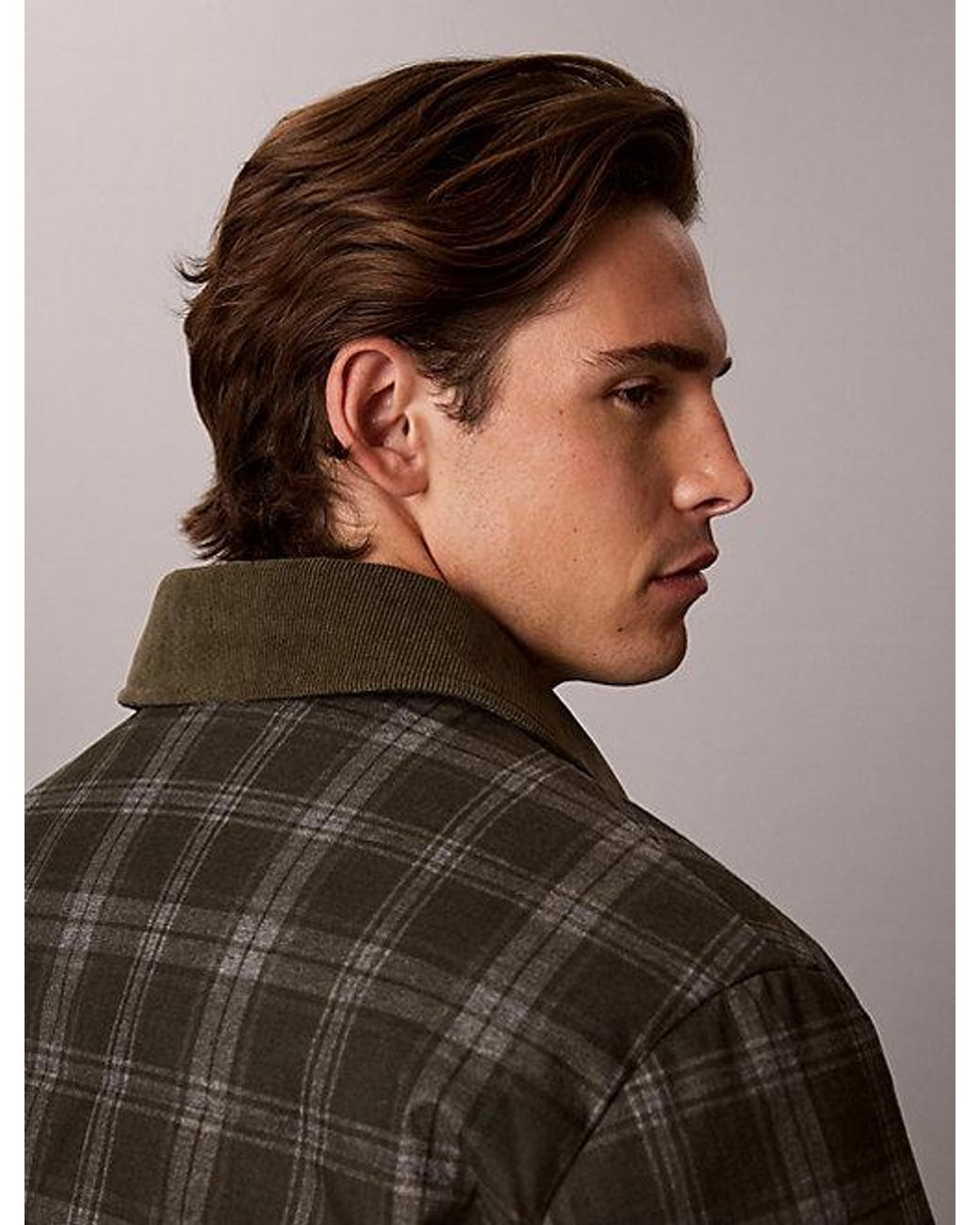 Calvin Klein Brown Jeans Check Down Puffer Shirt Jacket for men