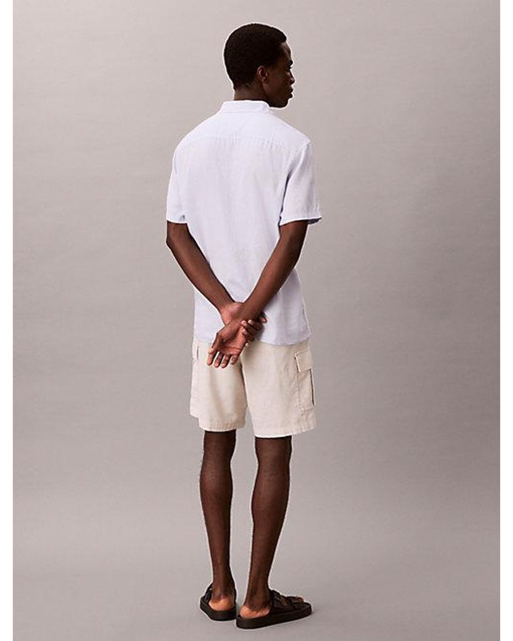 Calvin Klein Multicolor Jeans Linen Cotton Cargo Shorts for men