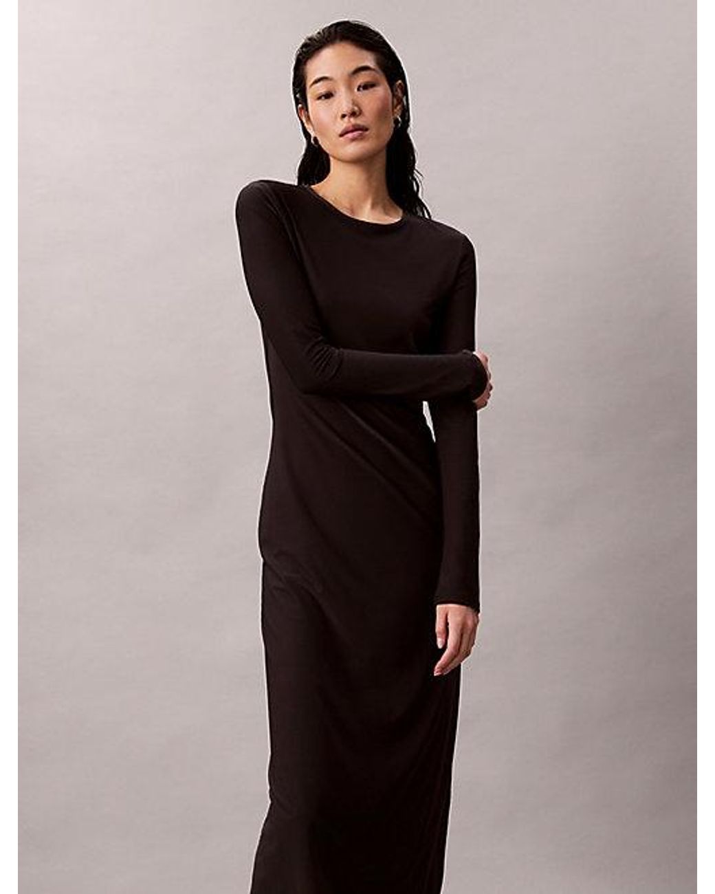 Calvin Klein Black Jeans Crepe Jersey Cut Out Midi Dress