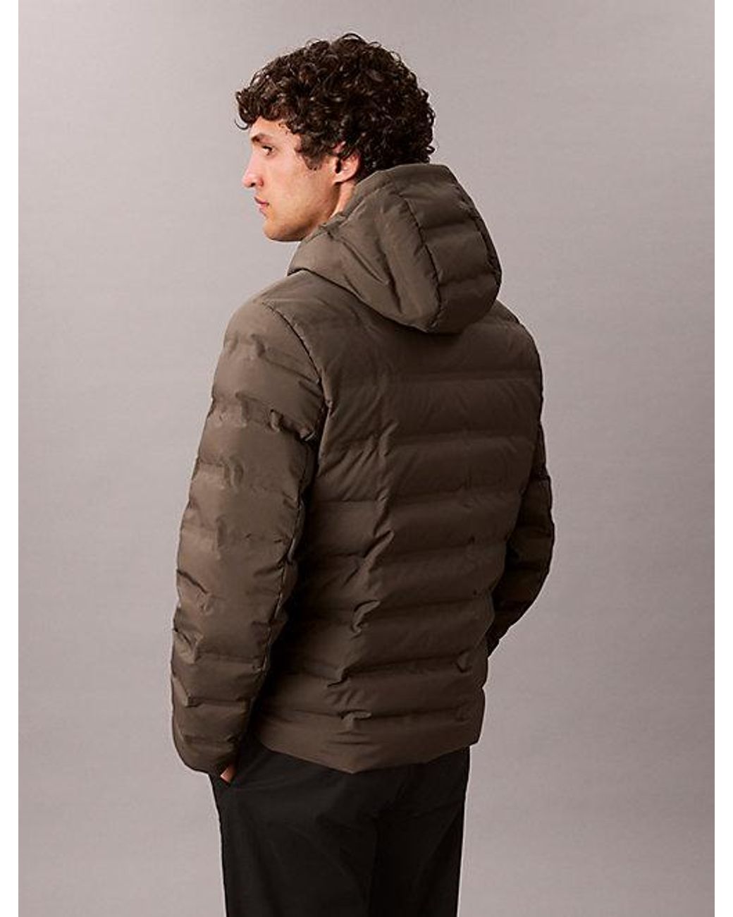 Calvin Klein Brown Packable Embossed Logo Quilted Puffer Jacket for men
