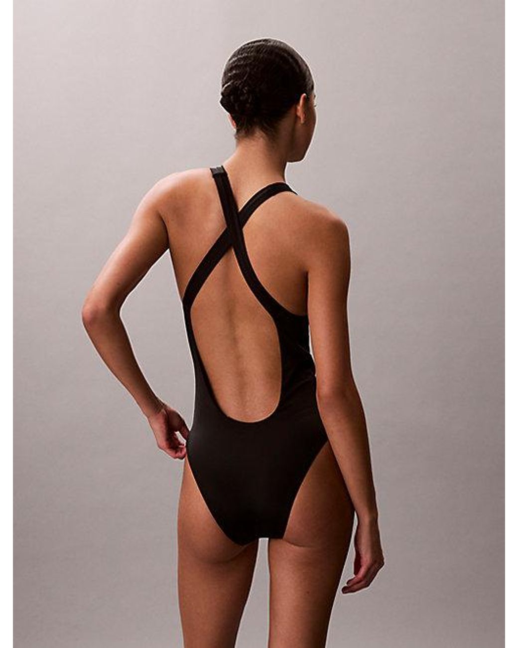 Calvin Klein Black Cross Back Swimsuit Intense Power