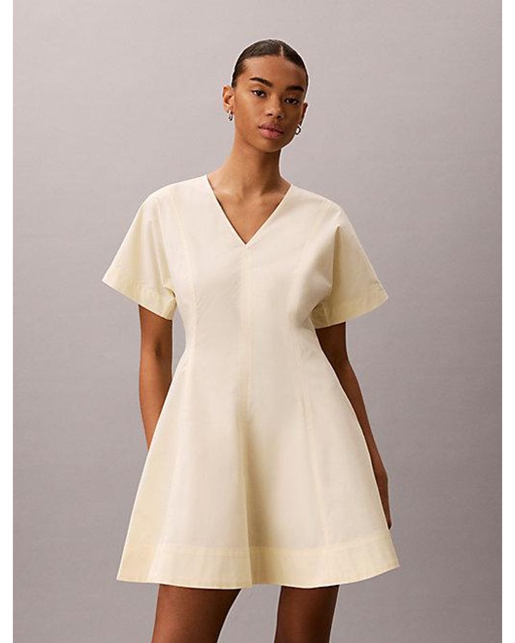 Calvin Klein Natural Jeans Short Sleeve Poplin Mini Dress