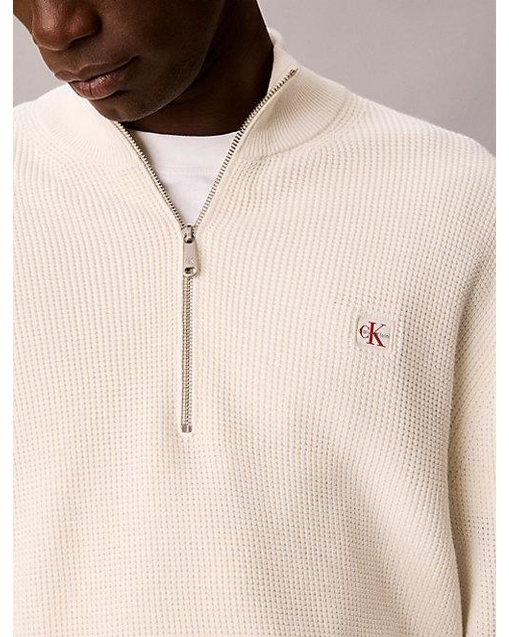 Calvin Klein Multicolor Jeans Waffle Cotton Half Zip Jumper for men