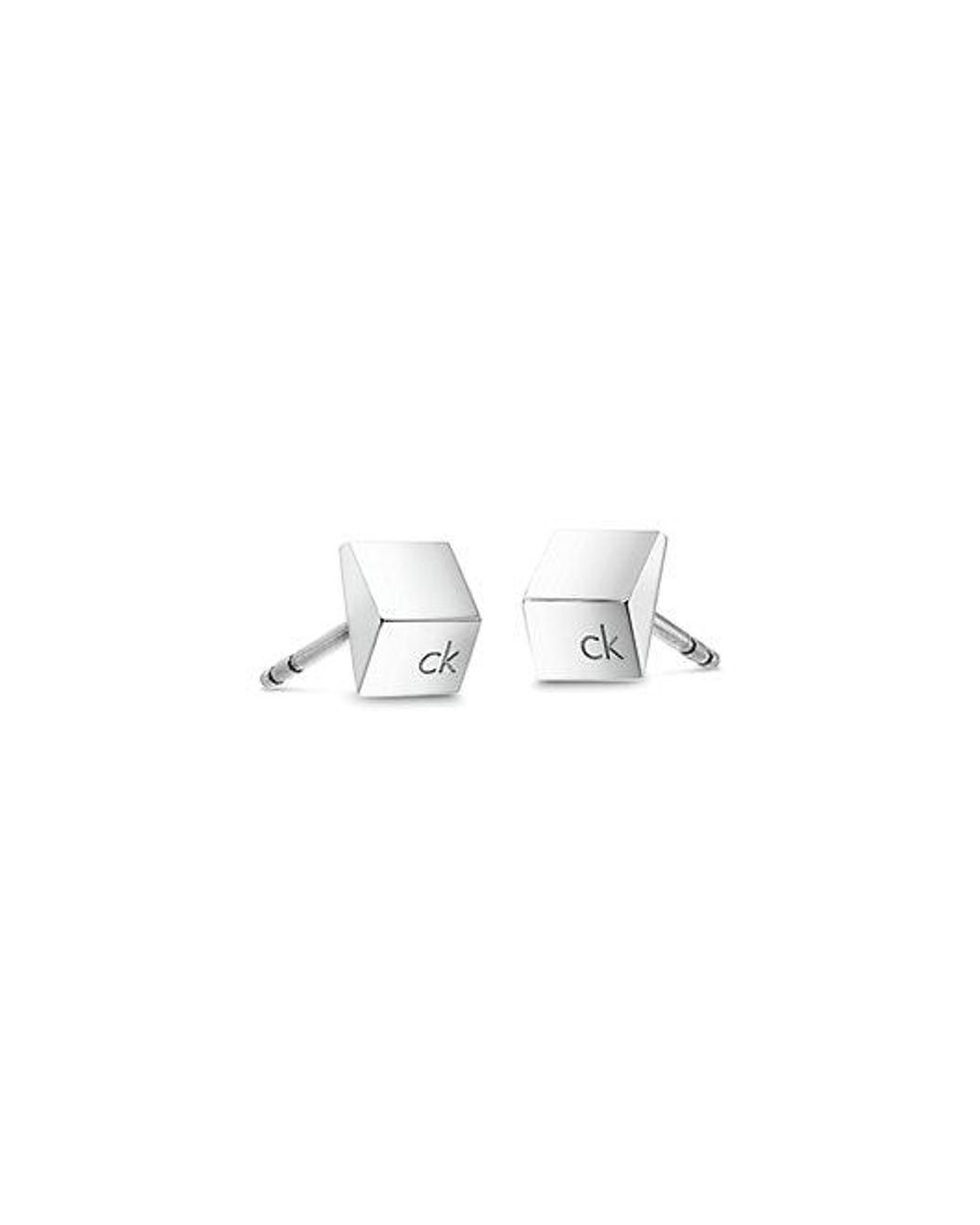 Calvin Klein White Jeans 2 Pair Crystal Stud Earring Set