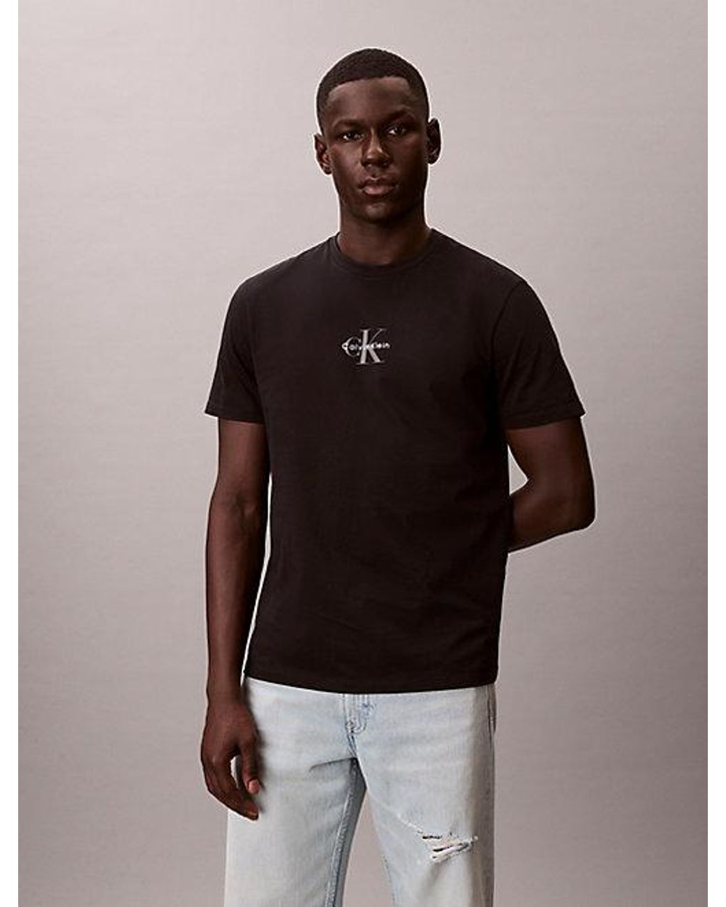 Calvin Klein Black Jeans Monogram Logo T-Shirt for men