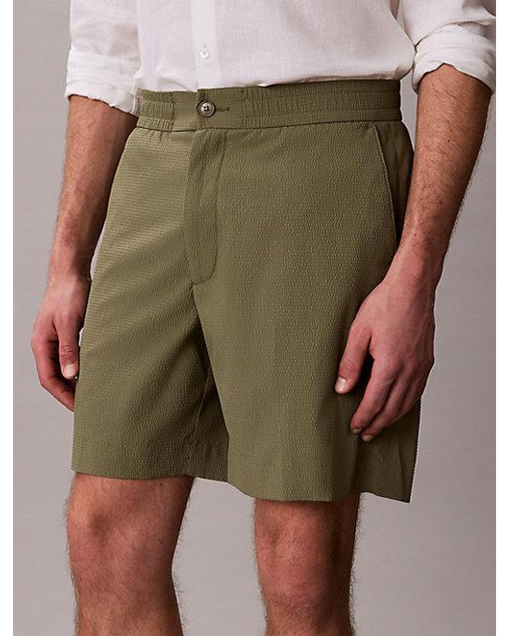 Calvin Klein Green Seersucker Shorts for men