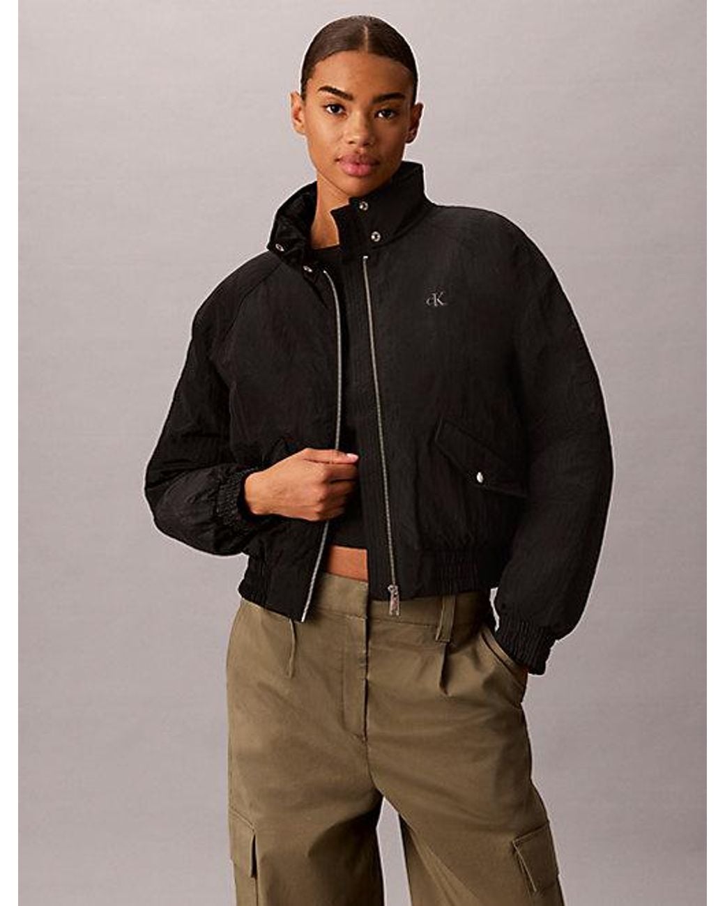 Calvin Klein Brown Jeans Short Padded Bomber Jacket