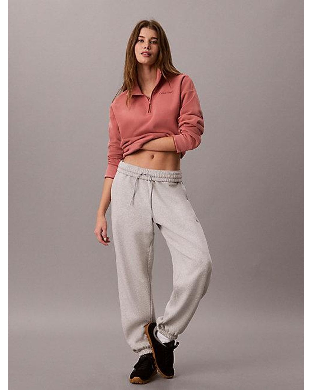 Calvin Klein Red Sport French Terry 1 4 Zip Sweatshirt