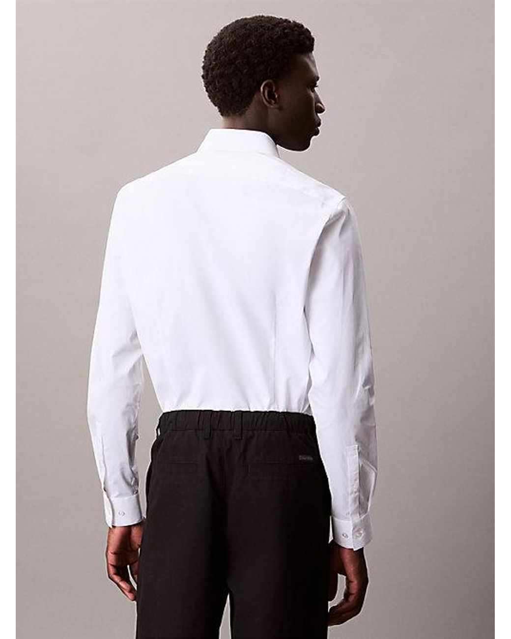 Calvin Klein White Slim Stretch Poplin Shirt for men