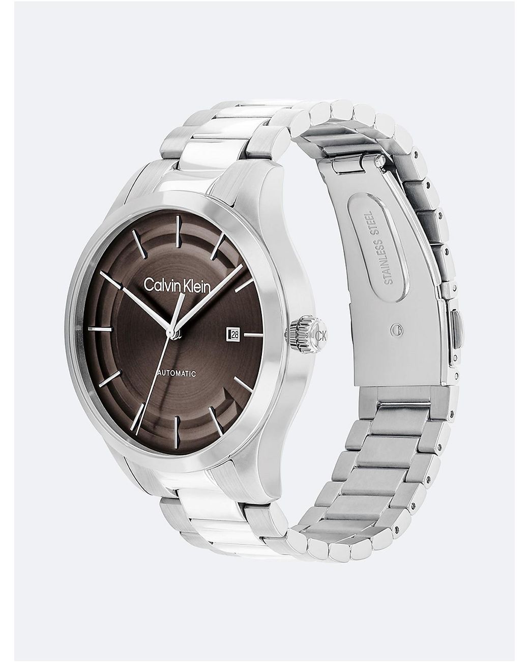 Calvin Klein White Automatic H-Link Bracelet Watch for men