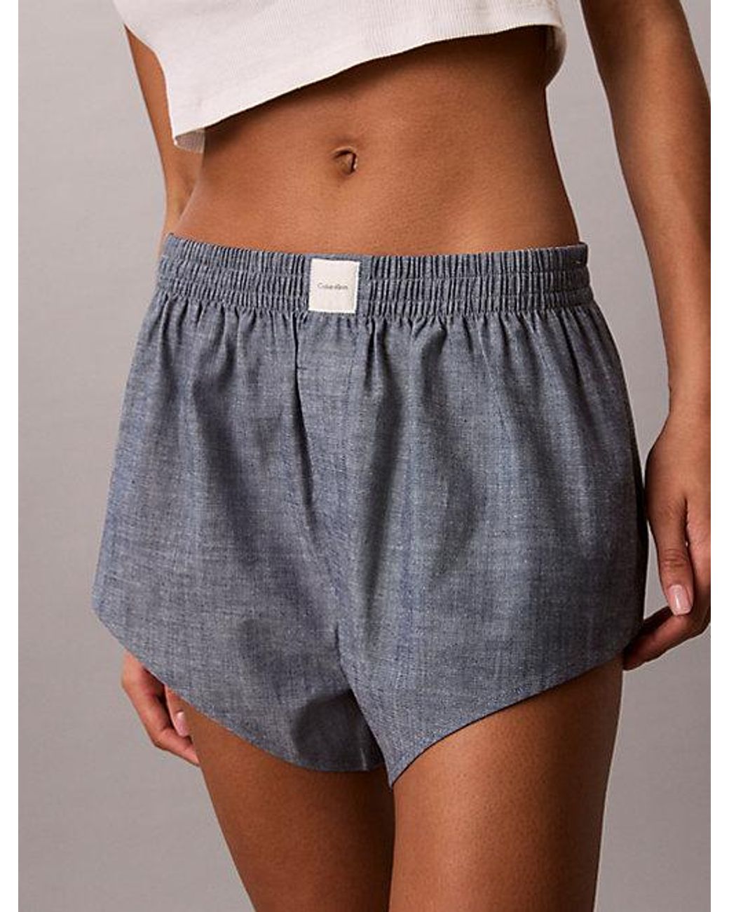 Calvin Klein Blue Pyjama Shorts Icon Cotton Chambray