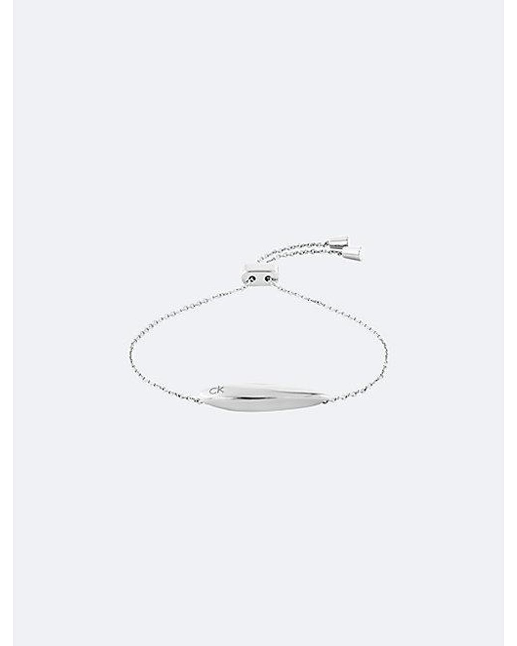 Calvin Klein White Jeans Adjustable Sculpted Bar Bracelet