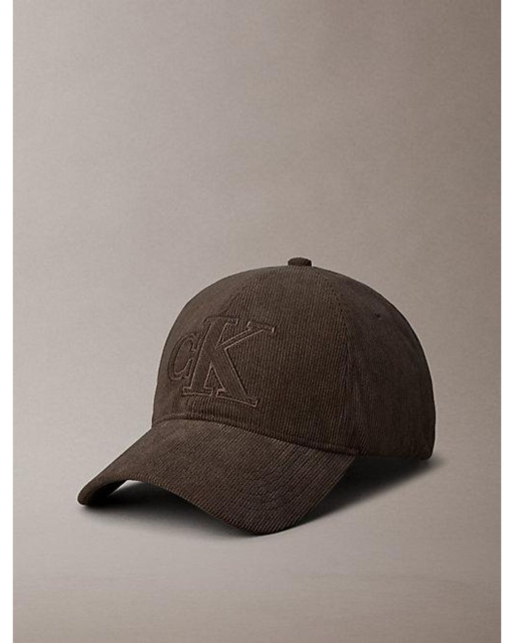 Calvin Klein Brown Corduroy Logo Embroidery Cap for men