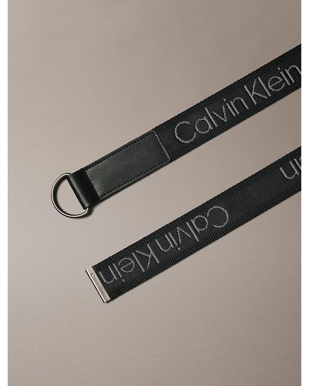 Calvin Klein Black Logo Jacquard Webbing Belt for men