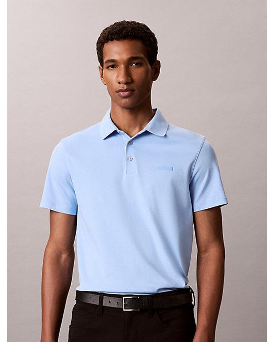 Calvin Klein White Slim Cotton Badge Polo Shirt for men
