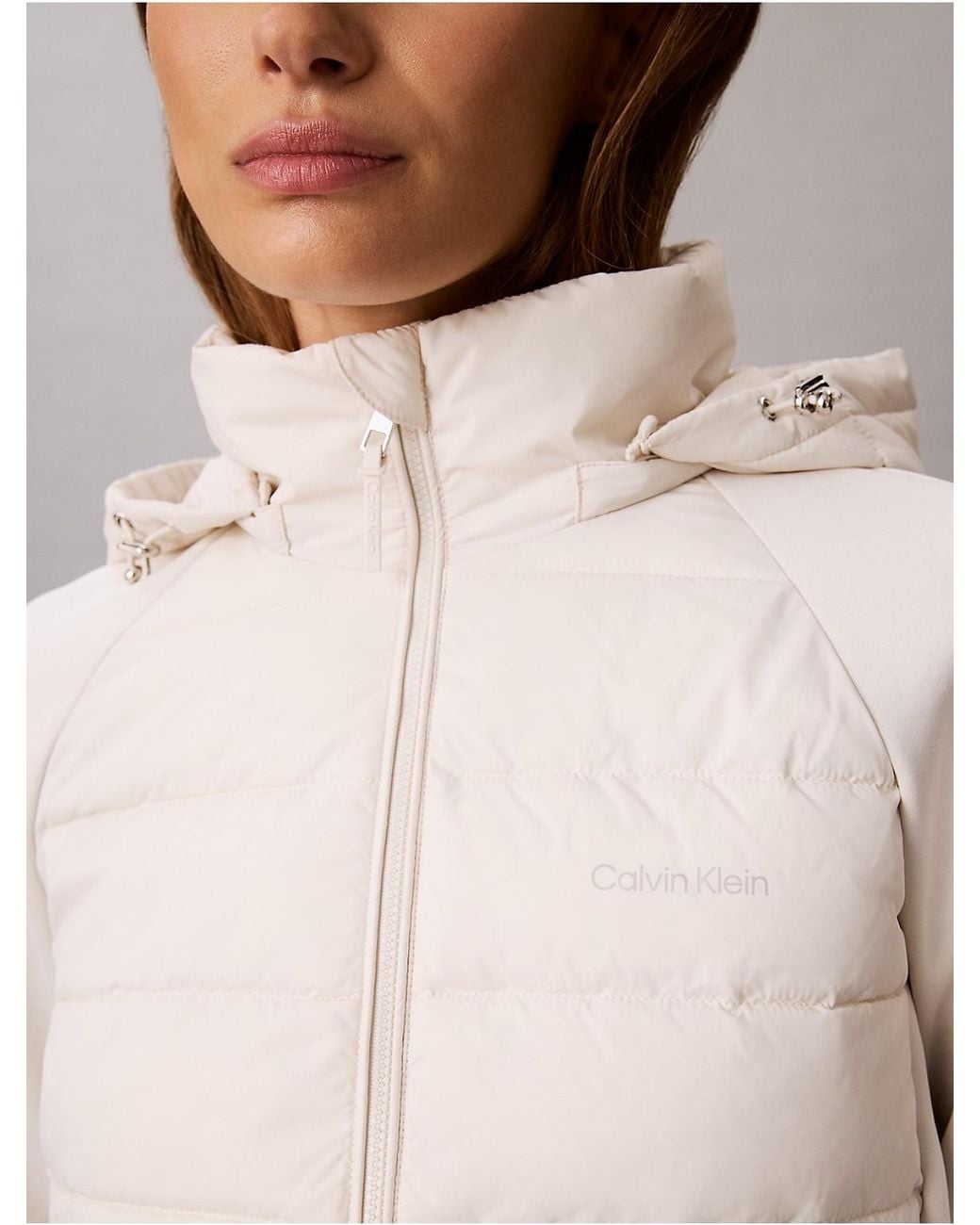 Calvin Klein Natural Mixed Media Puffer Jacket