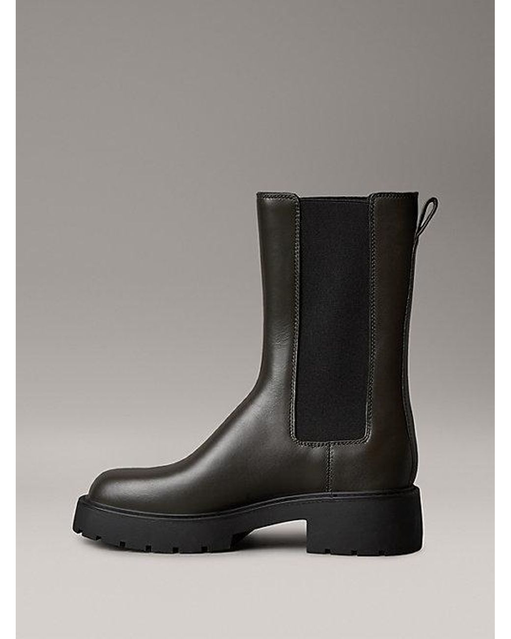 Calvin Klein Black Ck Bold Leather Tall Chelsea Boots