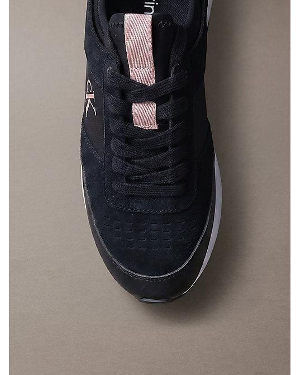 Calvin Klein Brown Suede Signature Logo Runner Trainers