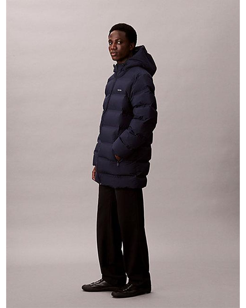 Calvin Klein Blue Channelled Down Puffer Coat for men