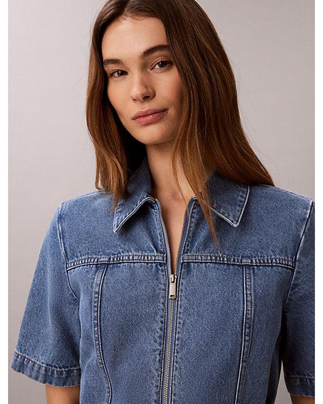 Calvin Klein Blue Jeans Belted Denim Shirt Dress