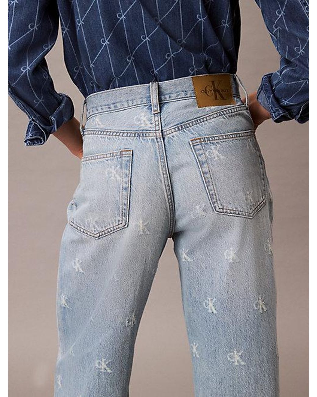 Calvin Klein Blue Jeans Wide Leg Logo Jeans