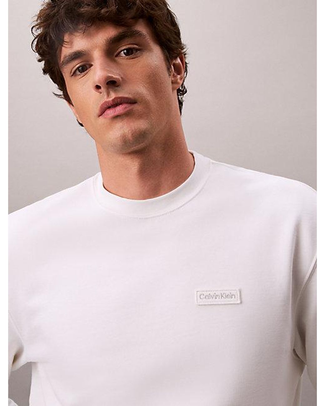 Calvin Klein Multicolor Jeans Cotton Terry Badge Sweatshirt for men