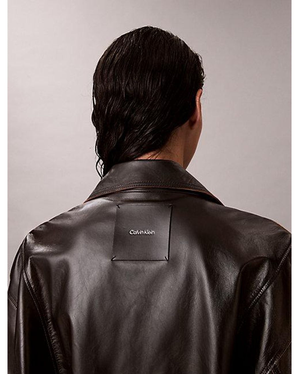 Calvin Klein Relaxed Lakleren Jack in het Black