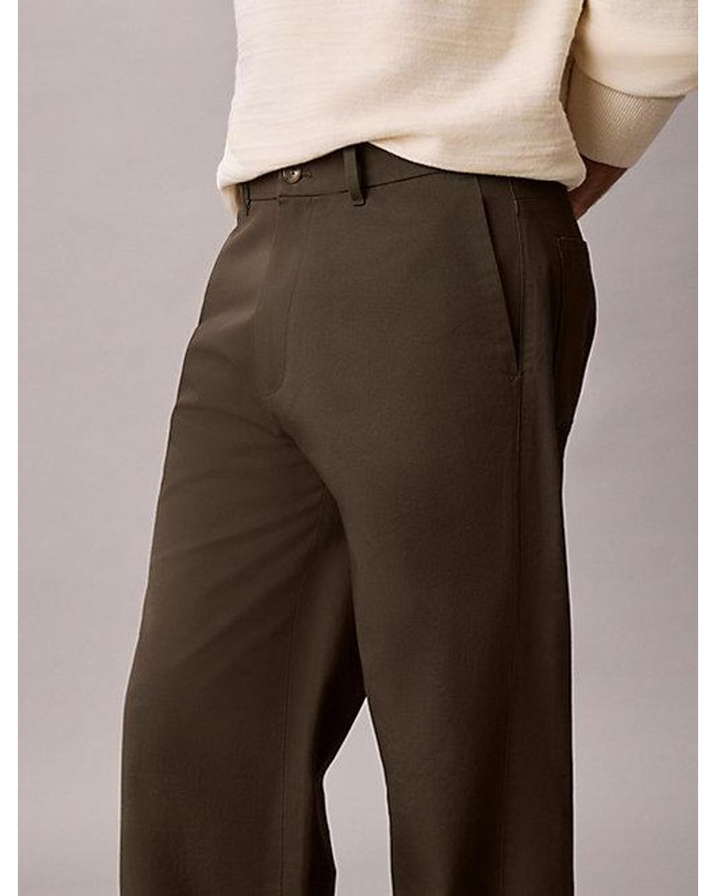 Calvin Klein Gray Relaxed Cotton Dobby Trousers for men