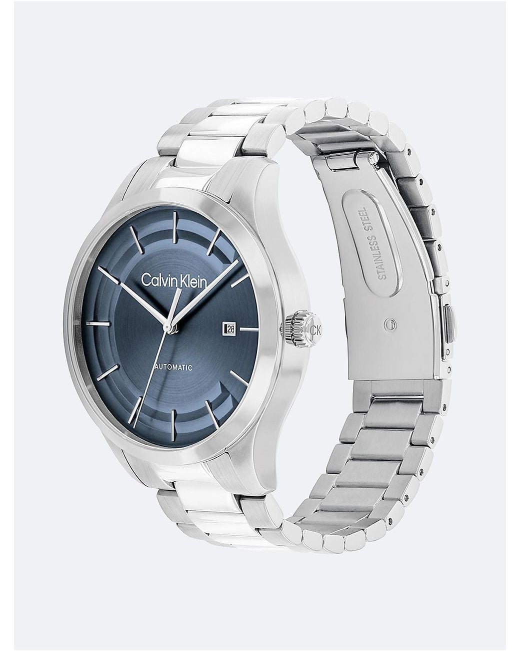 Calvin Klein Blue Automatic H-Link Bracelet Watch for men