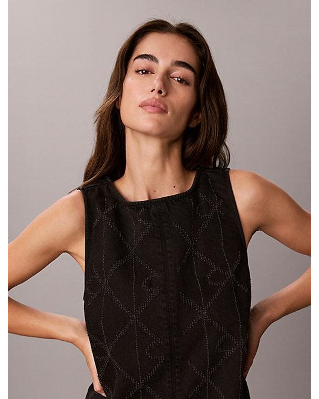 Calvin Klein Multicolor Jeans All Over Logo Denim Mini Dress