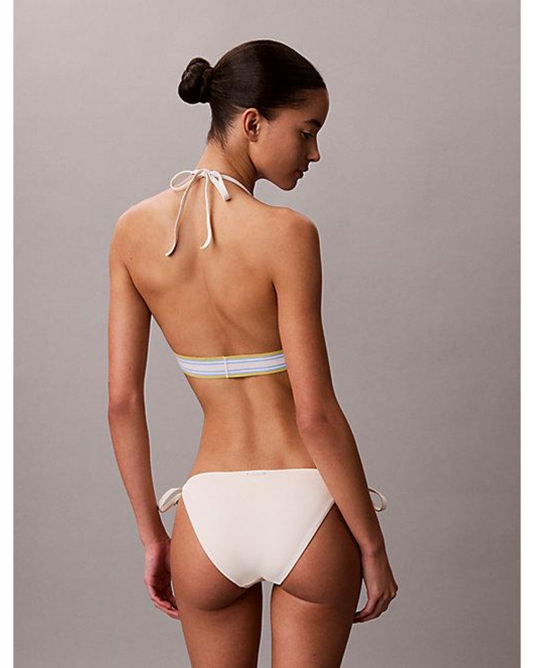 Calvin Klein Natural Halter Triangle Bikini Top Ck Icon