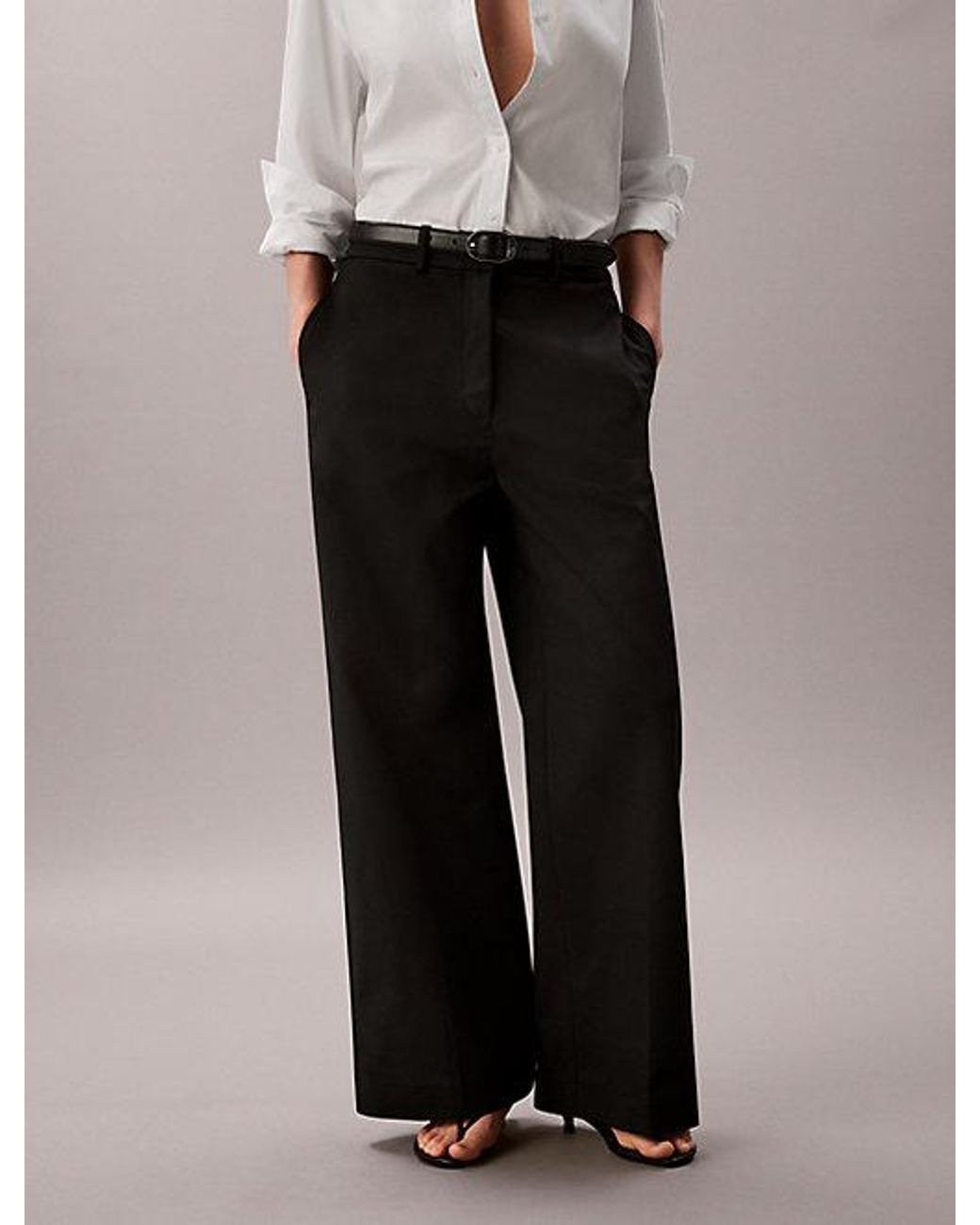 Calvin Klein Black Jeans Wide Leg Chino Trousers