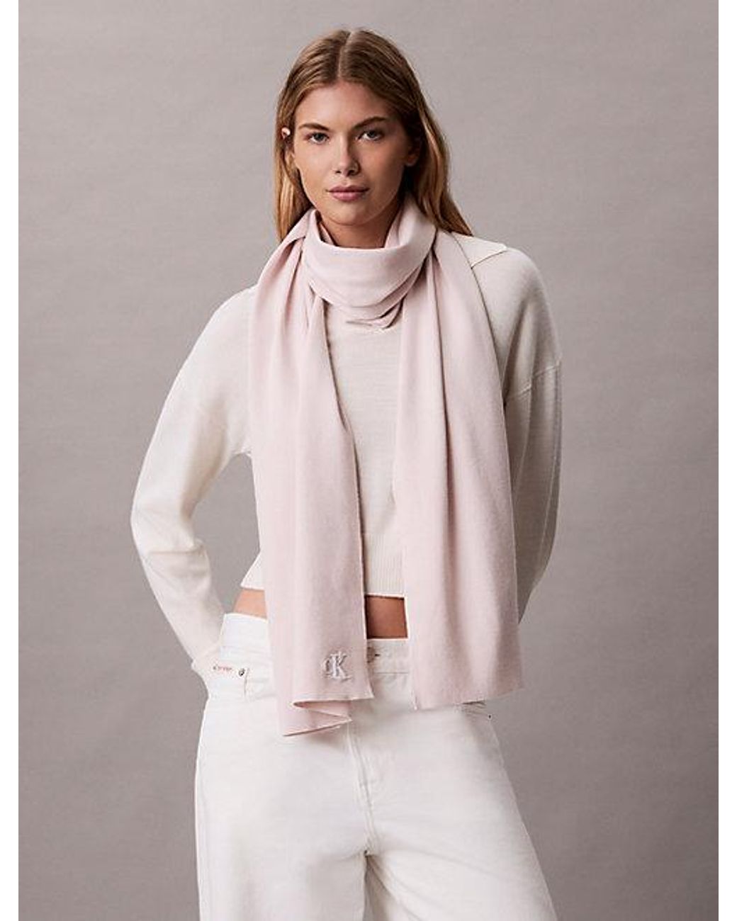 Calvin Klein Pink Signature Logo Scarf