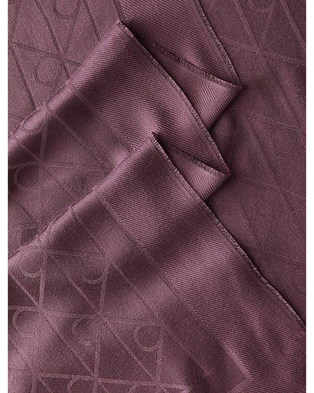 Calvin Klein Purple Satin Jacquard Logo Scarf